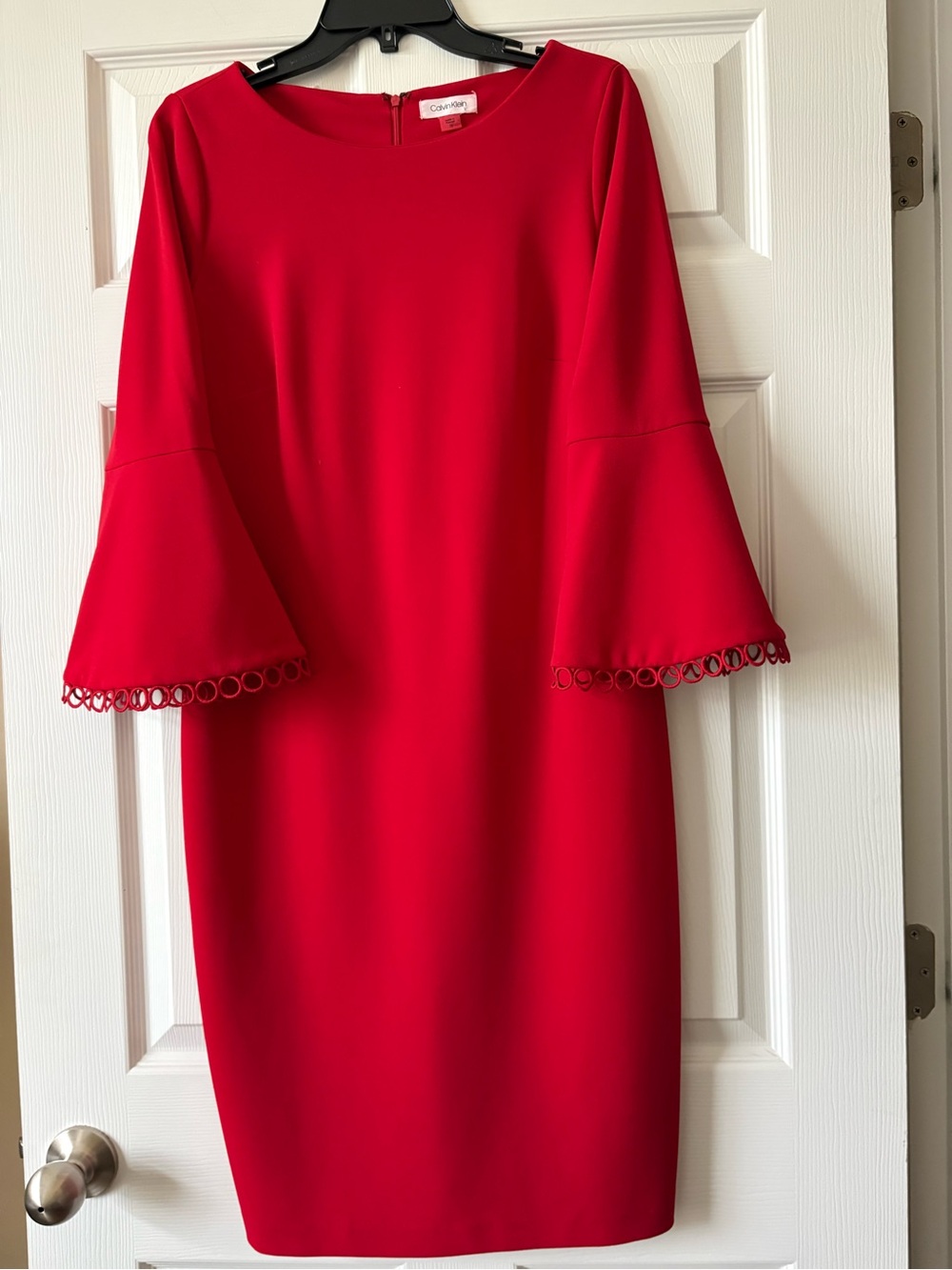 Calvin Klein Vibrant Red Bell-Sleeve Sheath Dress